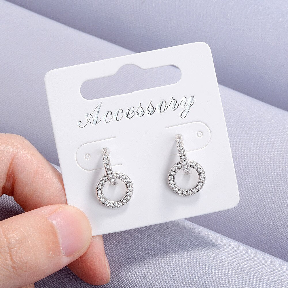 Round Zircon Earrings For Women 925 Stamp Silver Color Designer Earrings Wedding Party  Fine Jewelry 2022 GaaBou
