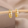 Round Zircon Hoop Earrings for Women Stainless Steel Gold Color Earrings 2023 Trend Wedding Couple Rhinestone Jewelry pendientes