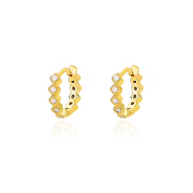 Round Zircon Hoop Earrings for Women Stainless Steel Gold Color Earrings 2023 Trend Wedding Couple Rhinestone Jewelry pendientes