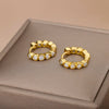 Round Zircon Hoop Earrings for Women Stainless Steel Gold Color Earrings 2023 Trend Wedding Couple Rhinestone Jewelry pendientes