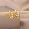 Round Zircon Hoop Earrings for Women Stainless Steel Gold Color Earrings 2023 Trend Wedding Couple Rhinestone Jewelry pendientes
