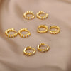 Round Zircon Hoop Earrings for Women Stainless Steel Gold Color Earrings 2023 Trend Wedding Couple Rhinestone Jewelry pendientes