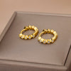 Round Zircon Hoop Earrings for Women Stainless Steel Gold Color Earrings 2023 Trend Wedding Couple Rhinestone Jewelry pendientes