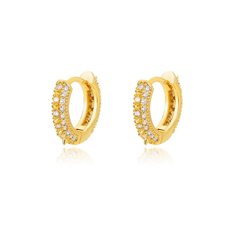 Round Zircon Hoop Earrings for Women Stainless Steel Gold Color Piercing Earrings 2023 Trend Wedding Aesthetic Jewerly aretes