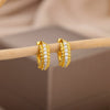 Round Zircon Hoop Earrings for Women Stainless Steel Gold Color Piercing Earrings 2023 Trend Wedding Aesthetic Jewerly aretes