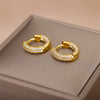 Round Zircon Hoop Earrings for Women Stainless Steel Gold Color Piercing Earrings 2023 Trend Wedding Aesthetic Jewerly aretes