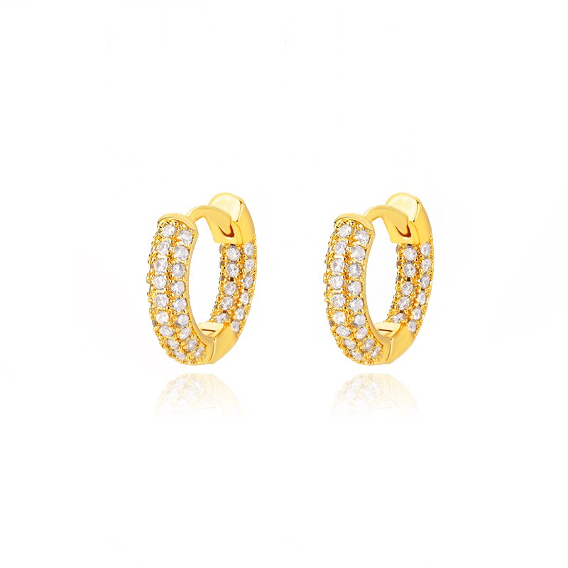 Round Zircon Hoop Earrings for Women Stainless Steel Gold Color Piercing Earrings 2023 Trend Wedding Aesthetic Jewerly aretes