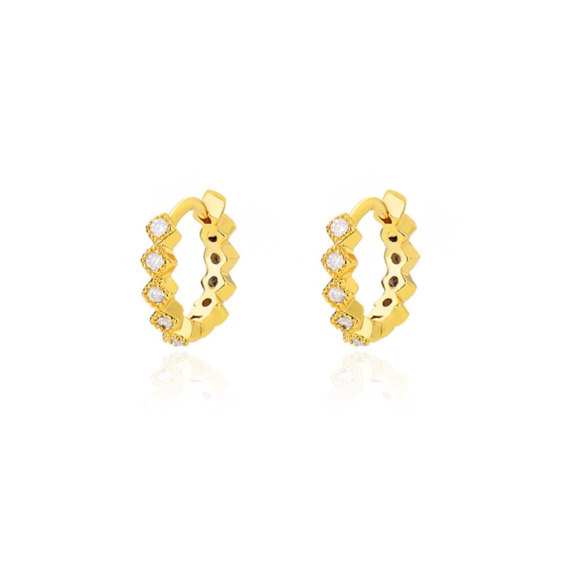 Round Zircon Hoop Earrings for Women Stainless Steel Gold Color Piercing Earrings 2023 Trend Wedding Aesthetic Jewerly aretes