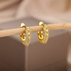 Round Zircon Hoop Earrings for Women Stainless Steel Gold Color Piercing Earrings 2023 Trend Wedding Aesthetic Jewerly aretes