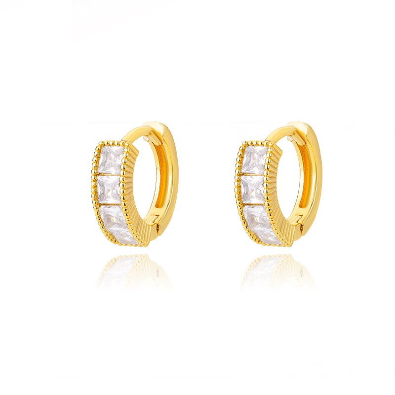 Round Zircon Hoop Earrings for Women Stainless Steel Gold Color Piercing Earrings 2023 Trend Wedding Aesthetic Jewerly aretes