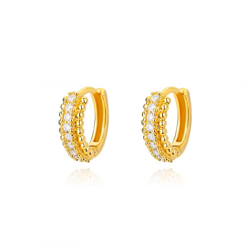 Round Zircon Hoop Earrings for Women Stainless Steel Gold Color Piercing Earrings 2023 Trend Wedding Aesthetic Jewerly aretes