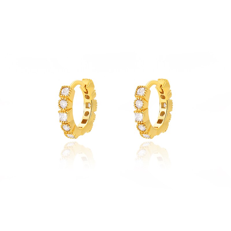 Round Zircon Hoop Earrings for Women Stainless Steel Gold Color Piercing Earrings 2023 Trend Wedding Aesthetic Jewerly aretes