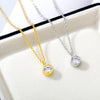 Round Zircon Necklace For Women Gold  Color Crystal Shiny Choker Pendant Simple Temperament Necklace Wedding Jewelry Gift