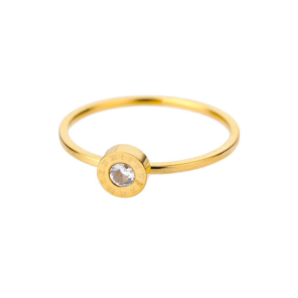 Round Zircon Rings For Women Cubic Zirconia Stainless Steel Gold Color Ring 2023 Trend Couple Wedding Band Jewelry anillos mujer
