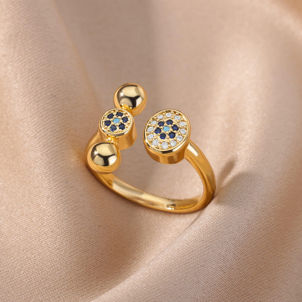 Round Zircon Rings for Women Gold Plated Open Stainless Steel Ring Cubic Zirconia Minimalist Wedding Aesthetic Jewerly anillos