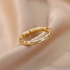 Round Zircon Rings for Women Gold Plated Open Stainless Steel Ring Cubic Zirconia Minimalist Wedding Aesthetic Jewerly anillos