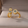 Round Zircon Rings for Women Gold Plated Open Stainless Steel Ring Cubic Zirconia Minimalist Wedding Aesthetic Jewerly anillos