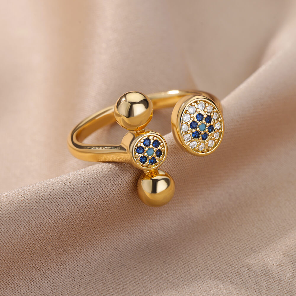 Round Zircon Rings for Women Gold Plated Open Stainless Steel Ring Cubic Zirconia Minimalist Wedding Aesthetic Jewerly anillos