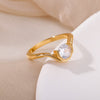 Round Zircon Rings for Women Stainless Steel Gold Color Couple Ring 2023 Trend  Wedding Aesthetic Jewelry anillos