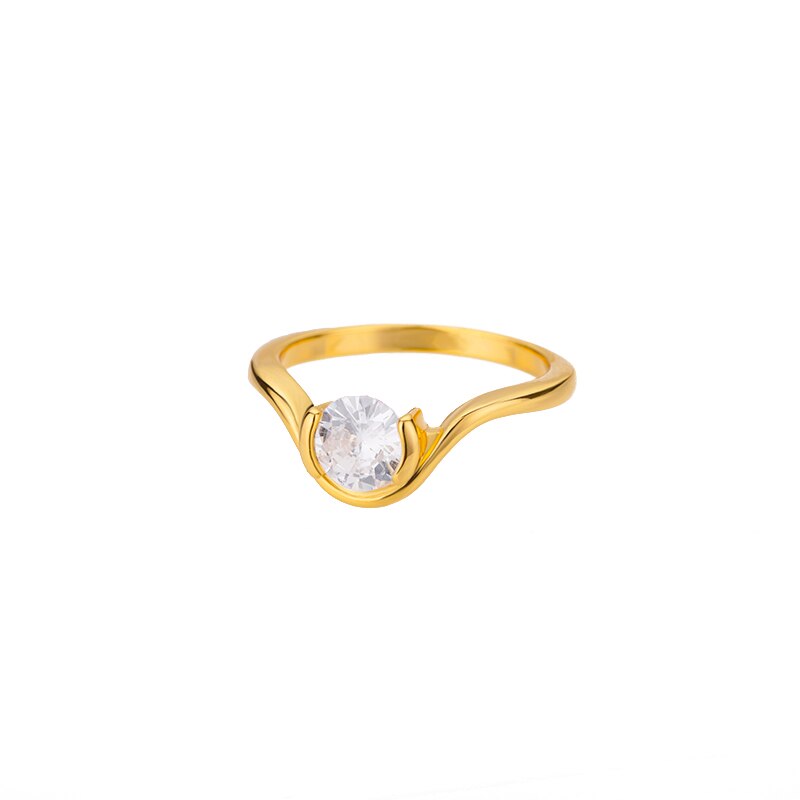 Round Zircon Rings for Women Stainless Steel Gold Color Couple Ring 2023 Trend  Wedding Aesthetic Jewelry anillos