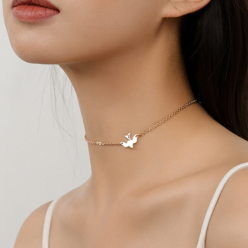 Boho New Fashion Simple Cute Animal Bird Necklace for Women Small Dove Choker Necklace Statement Necklace kolye