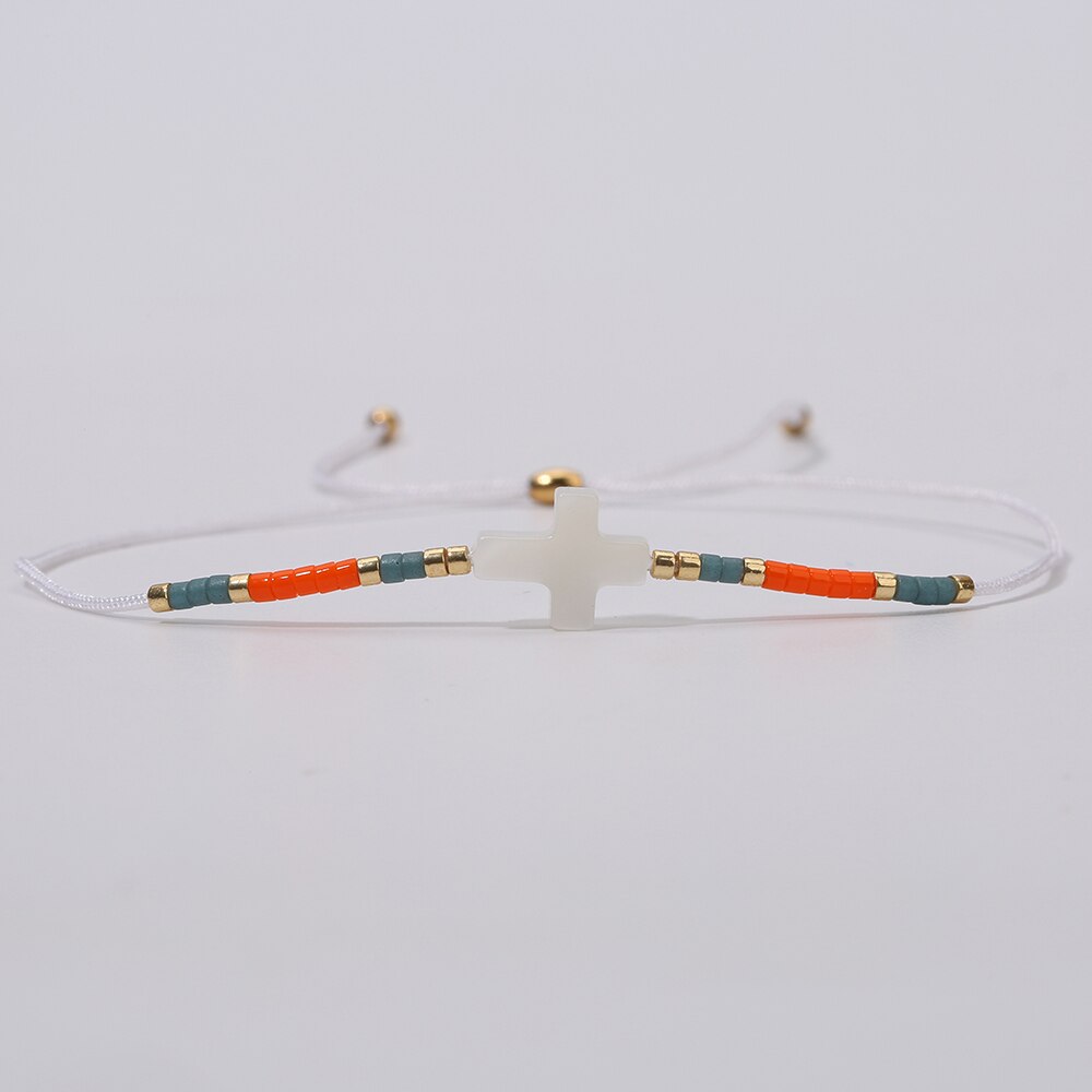 Rttooas Cross Miyuki Seed Beads Bracelet Women  Mini Beaded Bracelets & Bangles Boho Adjustable Mix Colors Beads Bracelet