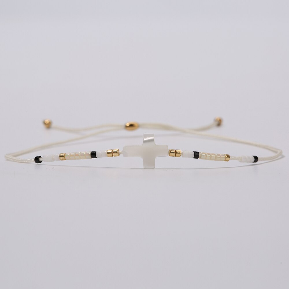 Rttooas Cross Miyuki Seed Beads Bracelet Women  Mini Beaded Bracelets & Bangles Boho Adjustable Mix Colors Beads Bracelet