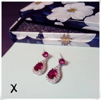 Ruby Gems Drop Earrings For Women S925 Sterling Silver Rose Red Color Luxury Temperament Fine Jewelry Bridal Wedding Aretes
