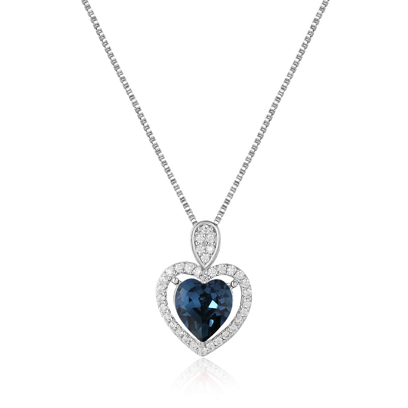 100% Silver 925 Necklace Shiny Pink Heart Crystal Pendant Necklace Sterling Silver Necklaces & Pendants for Women YNC004