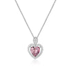 100% Silver 925 Necklace Shiny Pink Heart Crystal Pendant Necklace Sterling Silver Necklaces & Pendants for Women YNC004