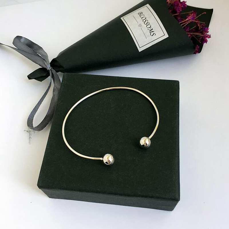 2 Beads Open Bracelets & Bangles Genuine 925 Sterling Silver Women's Bracelets Wedding Party Silver 925 Jewelry YBR055