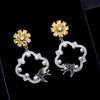 2020 Flower CZ 925 Sterling Silver Pin Drop Earrings for Women Ladies Black Bird Pearl Party Engagement Earrings YEA078