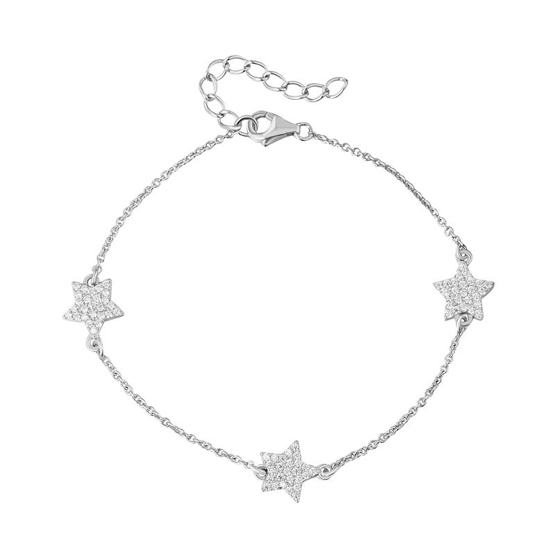 2020 New Arrival Star Clear CZ Bracelets Female 925 Sterling Silver Link Chain Silver 925 Jewelry   YBR001