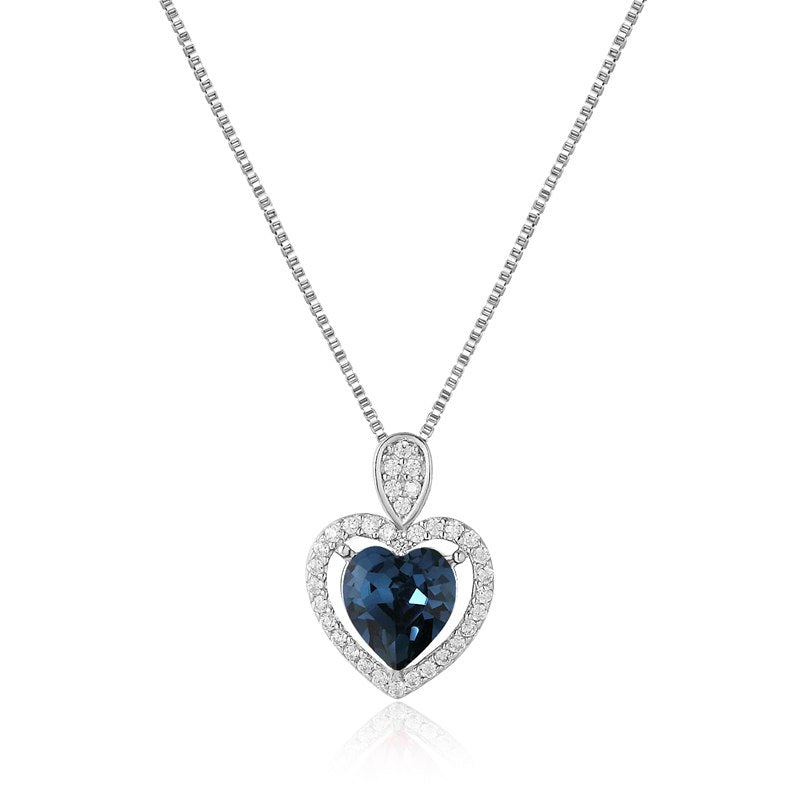 2020 New Arrival Women Girl Gift Heart Shape Crystal Pendant Necklace 925 Sterling Silver Chain Wedding Jewelry YNC031