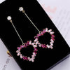 2020 Pink/Clear CZ Elegant Heart Shape 925 Sterling Silver Pin Long Drop Piercing Earrings for Women Ladies Girls YEA070