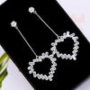2020 Pink/Clear CZ Elegant Heart Shape 925 Sterling Silver Pin Long Drop Piercing Earrings for Women Ladies Girls YEA070
