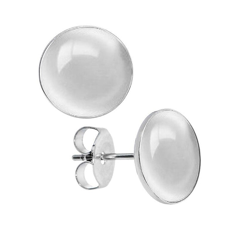 8 Color Minima Round Cat's Eye Stone Opal Earrings 925 Sterling Silver Stud Earrings for Women   YEA232