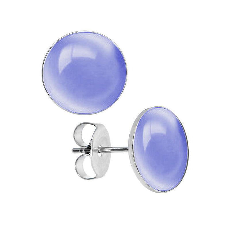 8 Color Minima Round Cat's Eye Stone Opal Earrings 925 Sterling Silver Stud Earrings for Women   YEA232