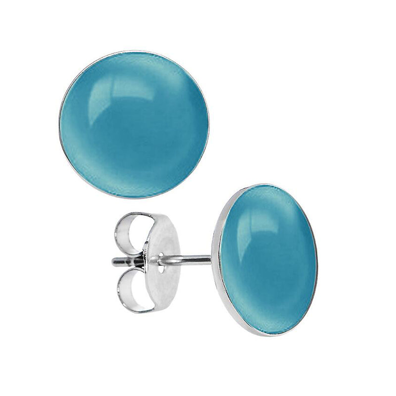 8 Color Minima Round Cat's Eye Stone Opal Earrings 925 Sterling Silver Stud Earrings for Women   YEA232