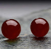 8mm Round Natural Green Agate Stud Earrings for Women S925 Sterling Silver Vintage Fine Jewelry Wedding Brincos YEA119