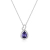 925 Sterling Silver Pendant Necklace Girls Wedding Accessories Women Heart/Teardrop Purple Crystal Jewelry 2020 YNC002