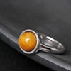 Adjustable Brown Color Natural Tiger's Eye Gemstone Ring Real 925 Silver Rings for Women Personalized Fine Jewelry YRI107