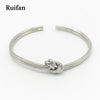 Adjustable Double Layer Tie Bracelet Women's 925 Sterling Silver Open Cuff Ladies Bracelets & Bangles Fine Jewelry YBR014