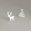 Asymmetrical Christmas Tree 925 Sterling Silver Stud Earrings for Women Girl Children Small Earrings Fine Jewelry YEA156