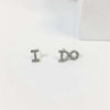 Asymmetrical I Do Letter Shape 925 Sterling Silver Small Stud Earrings for Women Korean Fashion CZ Zircon Jewelry YEA099