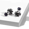 Black Color Natural Pearls Silver 925 Stud Earrings for Women Snowflake Shape CZ Zircon Party Jewelry YEA055