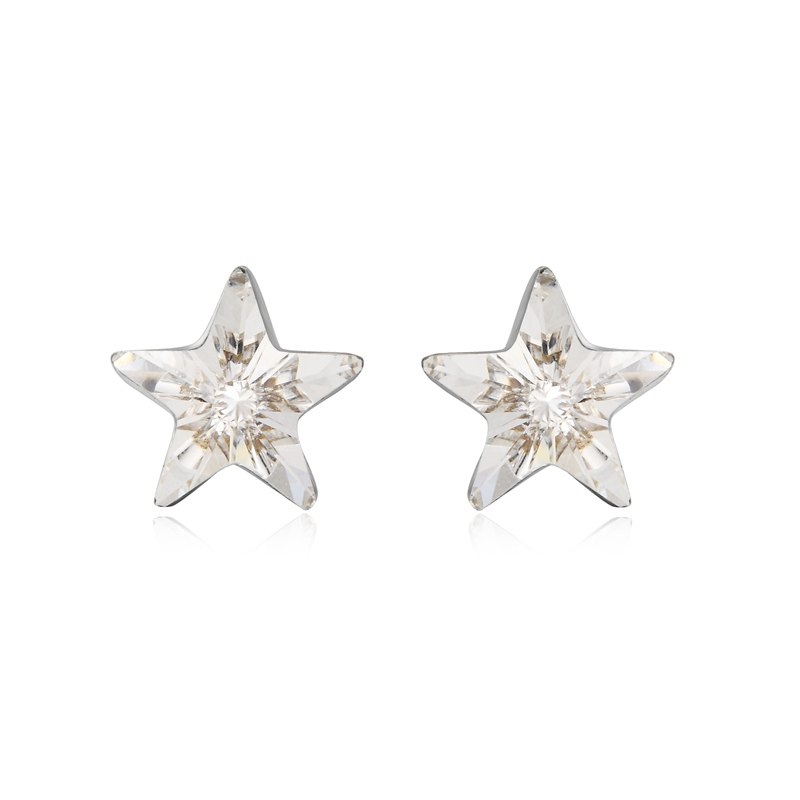 Blue Pentagram Star Svarowsky Crystal 925 Sterling Silver Stud Earrings for Women Wedding Party Small Earrings YEA029