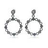 Bohe Round Turquoise Zirconia Drop Earrings for Women Black Color 925 Sterling Silver Earrings 2020 New Design YEA161