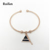 Bracelet Female 925 Sterling Silver Adjustable Rose Gold Triangle Open Cuff Crystal Ladies Bangle Bracelet Jewelry YBR017