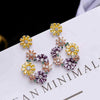 Brincos 2020 Flower Yellow Earrings 925 Sterling Silver Pin Drop Earring Bohemian CZ Piercing Earrings for Women YEA061